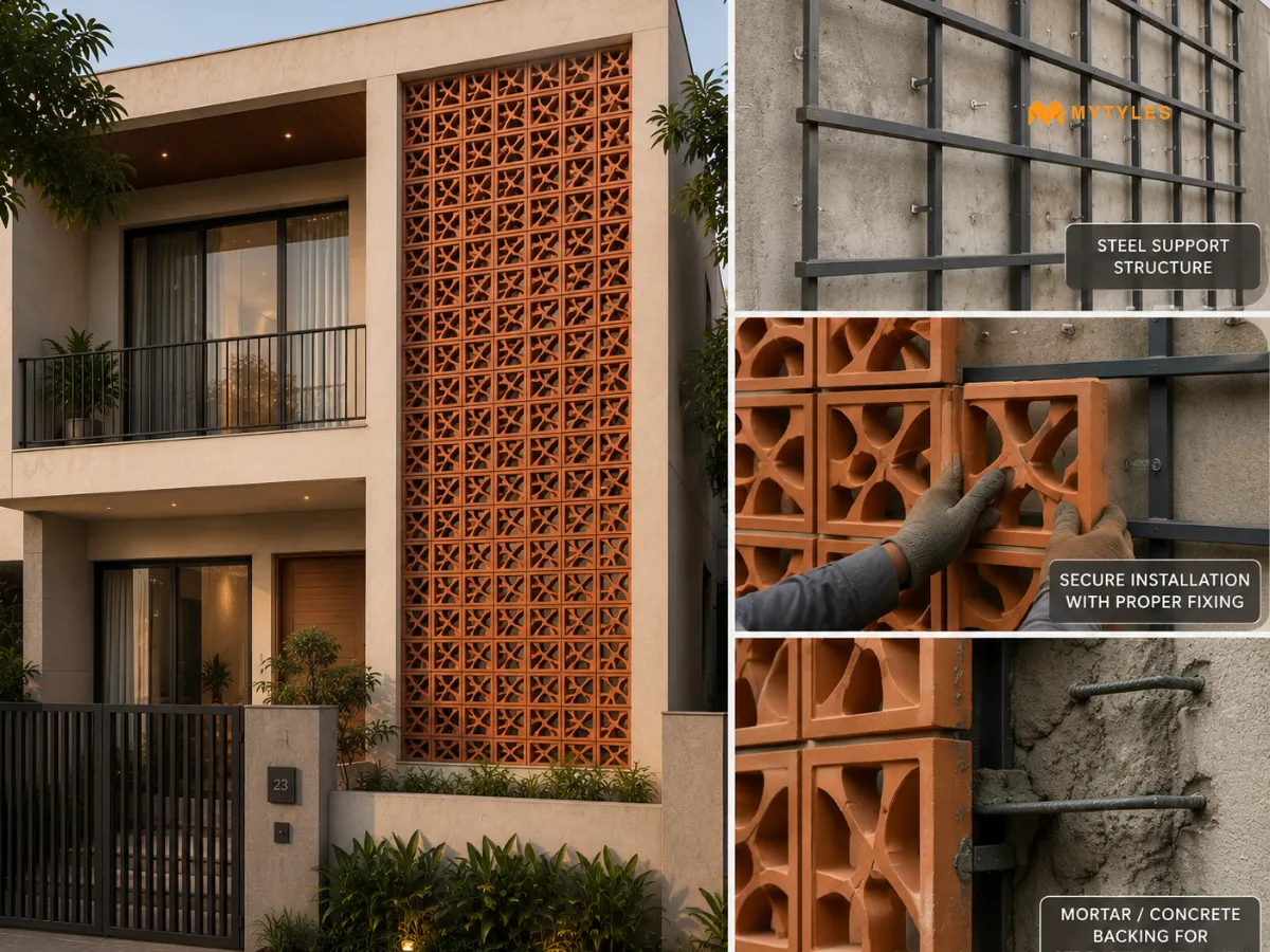 Terracotta Clay Jaali Installation